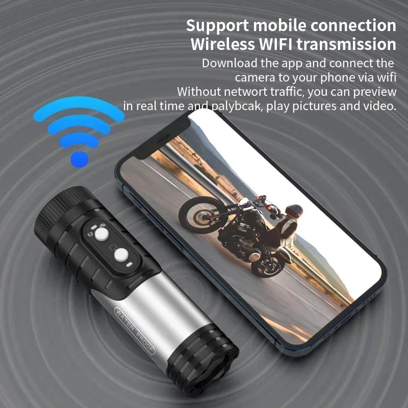 DIXSG 4K / 1080P WiFi Sports Action Camera IP66 Waterproof EIS Anti-Shake H.265 120° Wide-Angle No Screen Record While Charging Motion Detection Bicycle Motorcycle Helmet Cam Camcorder