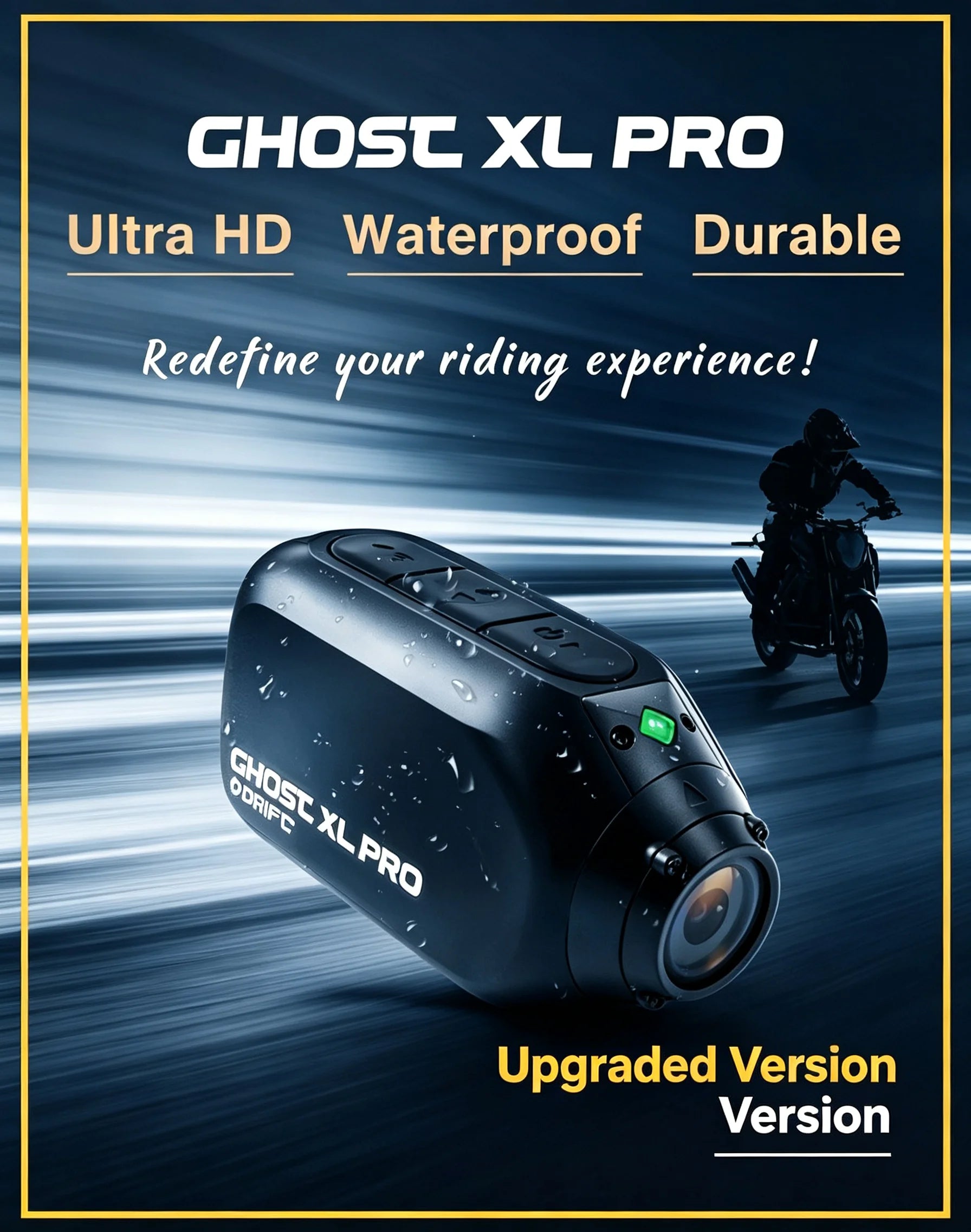 Drift XL PRO 4K WiFi IPX7 Waterproof Motorcycle Camera Helmet Cam 140° Wide Angle Live Stream Vlog Action Motorcycle Dash Cam DVR for Motorcycle Bicycle Bike Outdoor