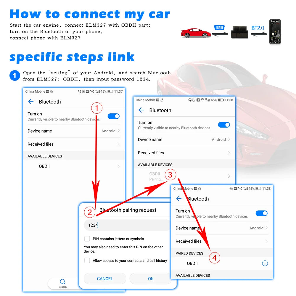 JFIND JF327 OBD2 Scanner – Bluetooth 5.1 – iOS + Android – Car + Motorcycle – Yamaha Honda Fault Code Reader – $16