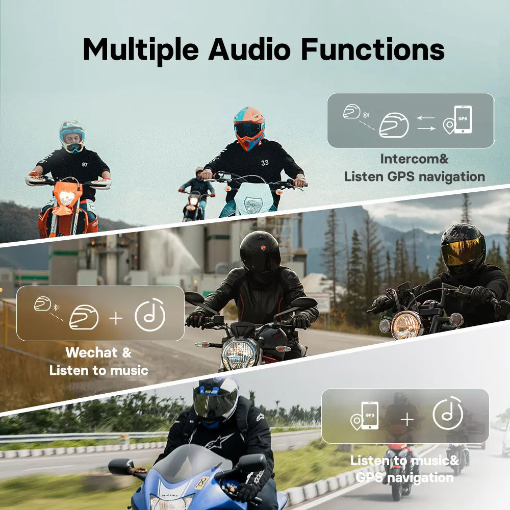 FREEDCONN R1 Pro Motorcycle Bluetooth Intercom – 6-Rider 2K Dash Cam
