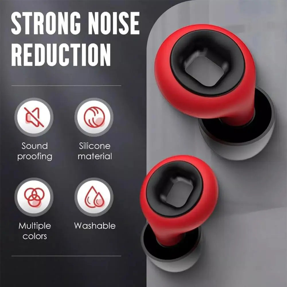 Motorcycle Immersive Dual Pickup Sleep Earplugs Sound Insulation Noise Reduction Industrial Protective Earplugs – Silicone – 14g – Red / Black