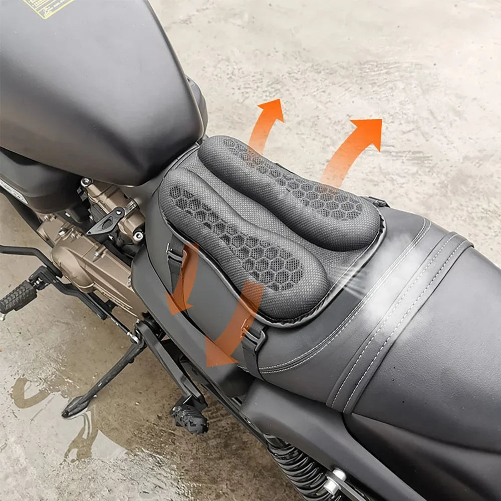 1PC Universal Motorcycle Gel Seat Cushion 3D Honeycomb Structure Breathable and Shock Absorption Pad for Comfortable Long Rides