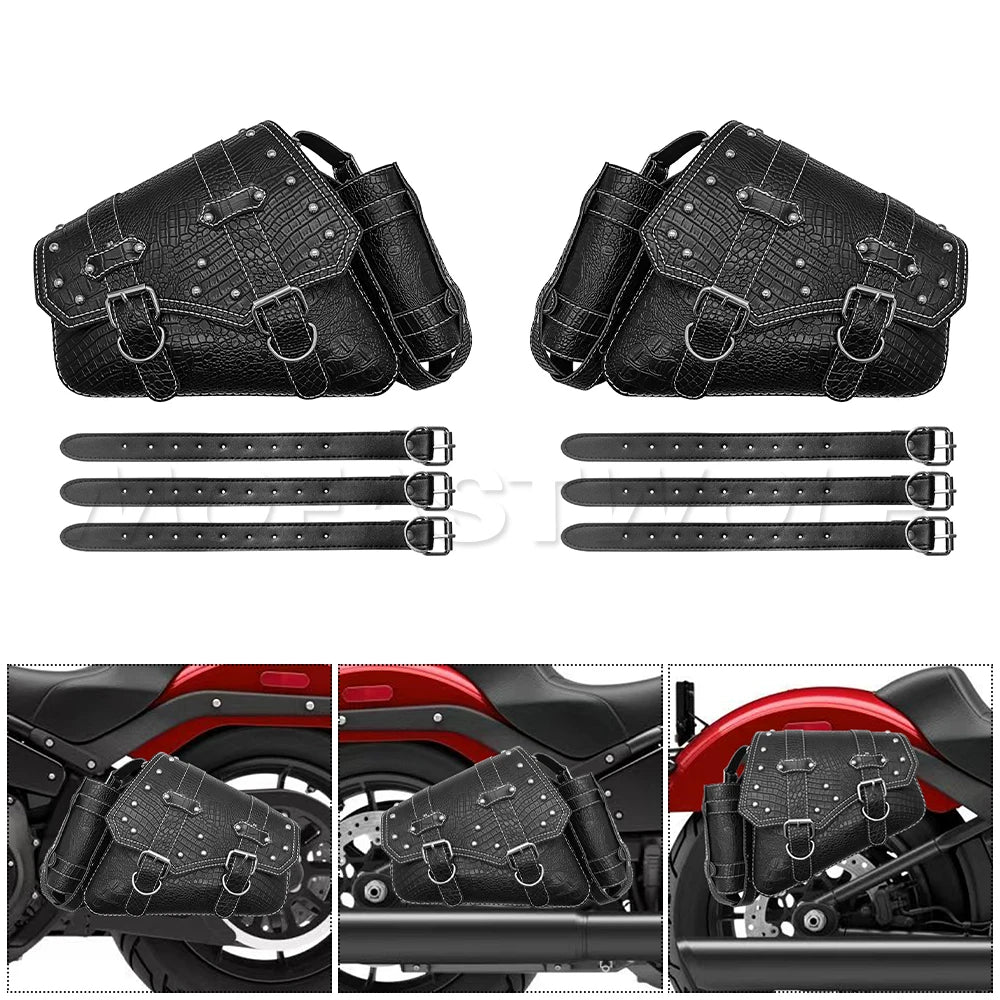 mofastwolf Sportster Iron 883 XL883 1200 Saddlebag Waterproof Storage Bag Motorcycle Swingarm Bag Side Tool Bag PU Leather Hard-Shell Detachable Water Bottle Bag – A-Side / B-Side (1PC)