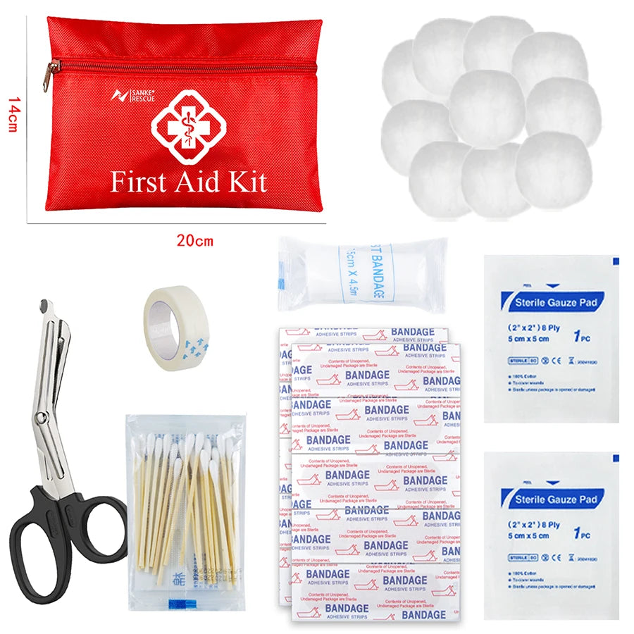 Sanke Rescue Multi-Purpose First Aid Kit 26 to 330 Pieces Waterproof Nylon Bag for Outdoor Hunting Hiking Camping Motorcycle Travel Home