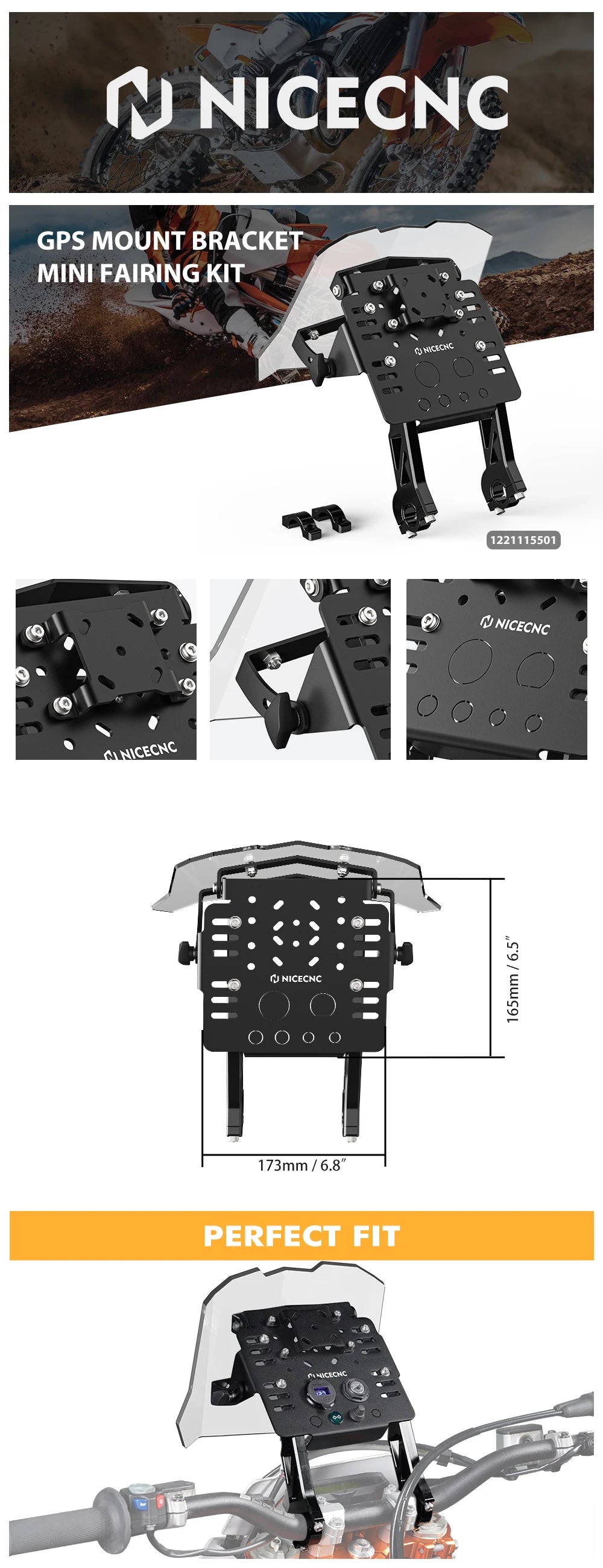GPS Mount Bracket – Mini Fairing Kit for KTM EXC, SX & XC Models