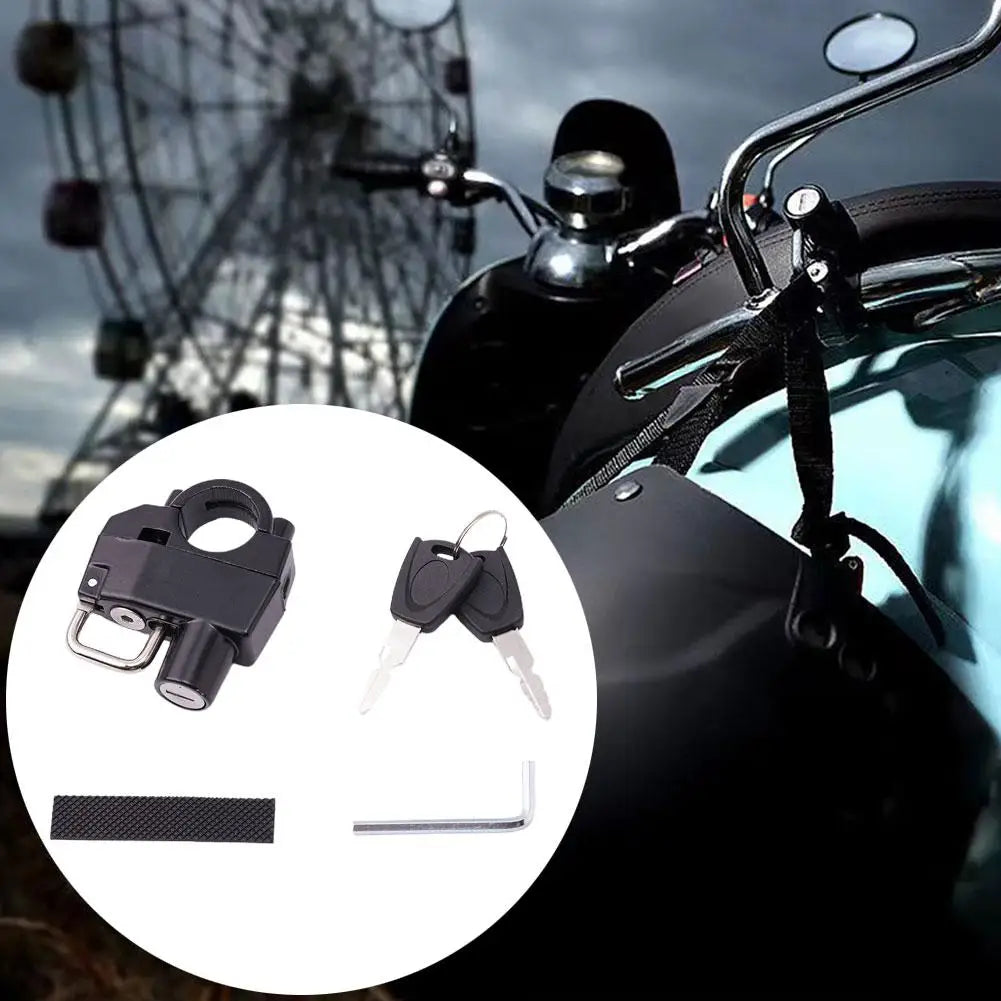 Motorcycle Helmet Lock Anti-Theft Bicycle Helmet Security Locks For 20-28mm Handlebar with 2 Keys and Installation Tool