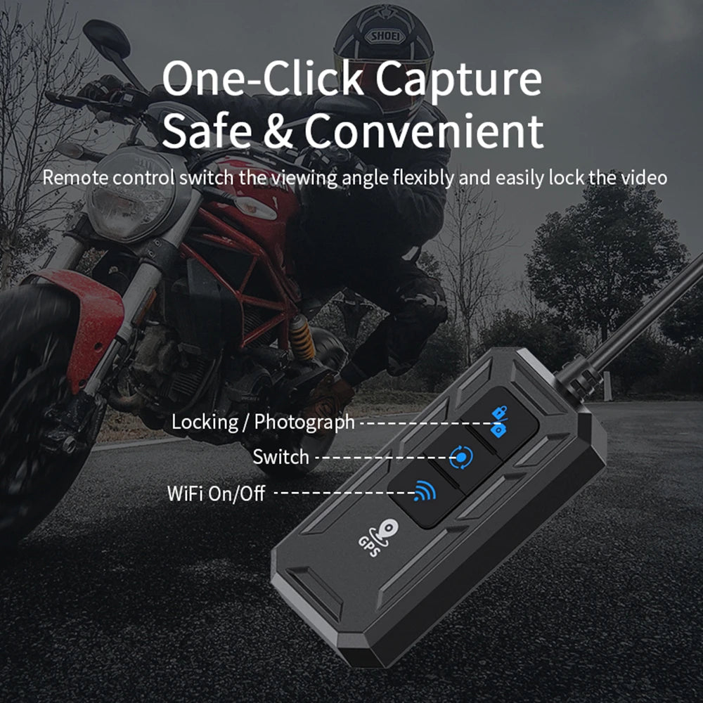 Kocam Dual 1080P Motorcycle Dash Cam IP66 Waterproof 3" IPS WiFi GPS Front Rear Motorcycle Camera DVR Black Box G-Sensor Super Capacitor Parking Monitor
