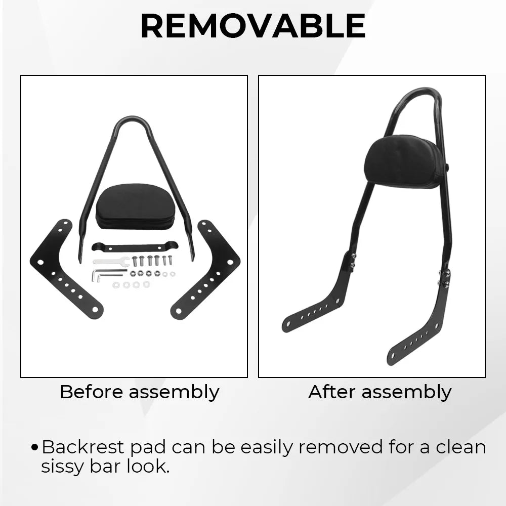 For Harley Softail Low Rider 18-Later FLDE FLHC FLHCS FLSL Motorcycle Accessory Black Sissy Bar Backrest Pad Steel Metal PU