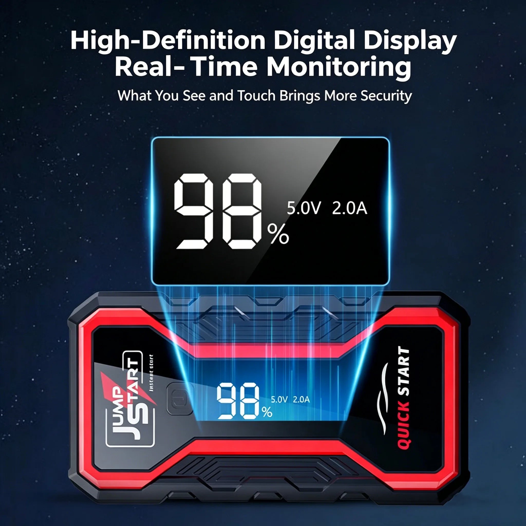 12V Jump Starter & Air Pump – 1800A Multi-Function Tire Inflator, LED SOS Light & Power Bank for Car, Motorcycle & Bicycle