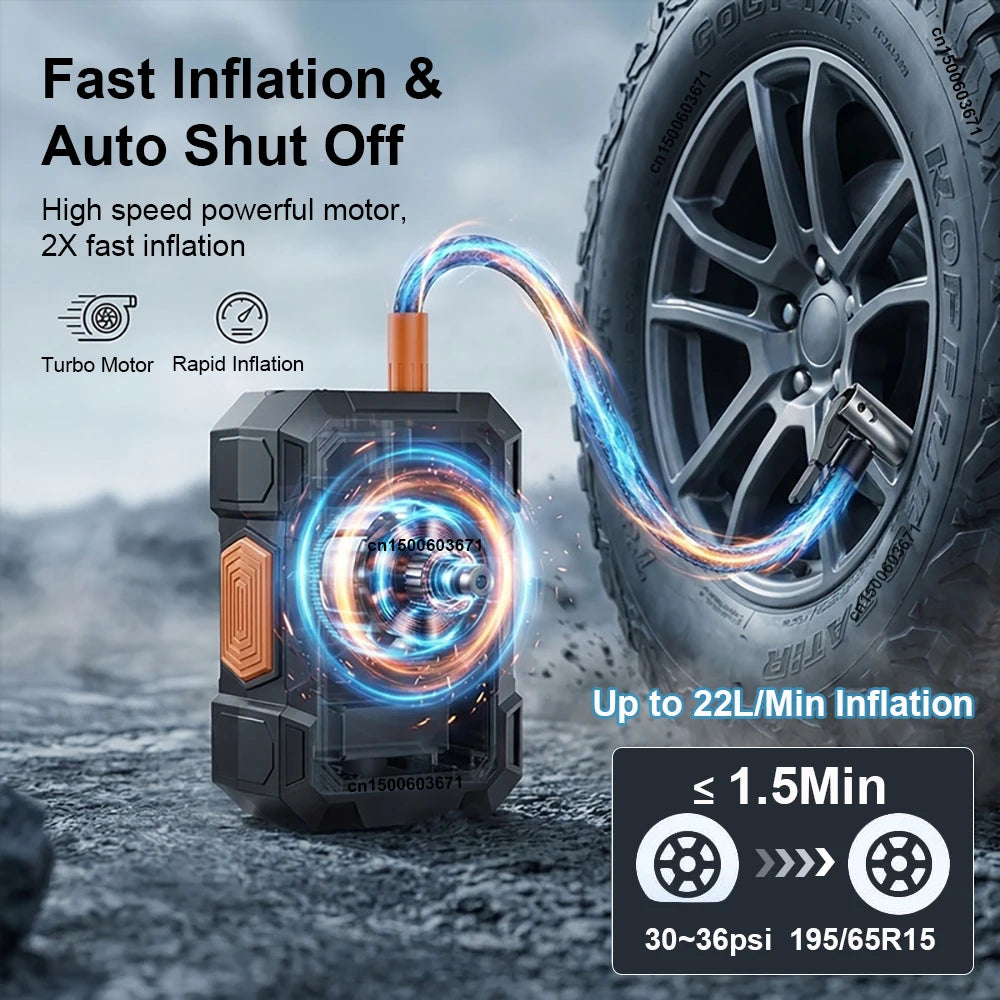 Portable Air Compressor – Cordless Tire Inflator with Digital Display