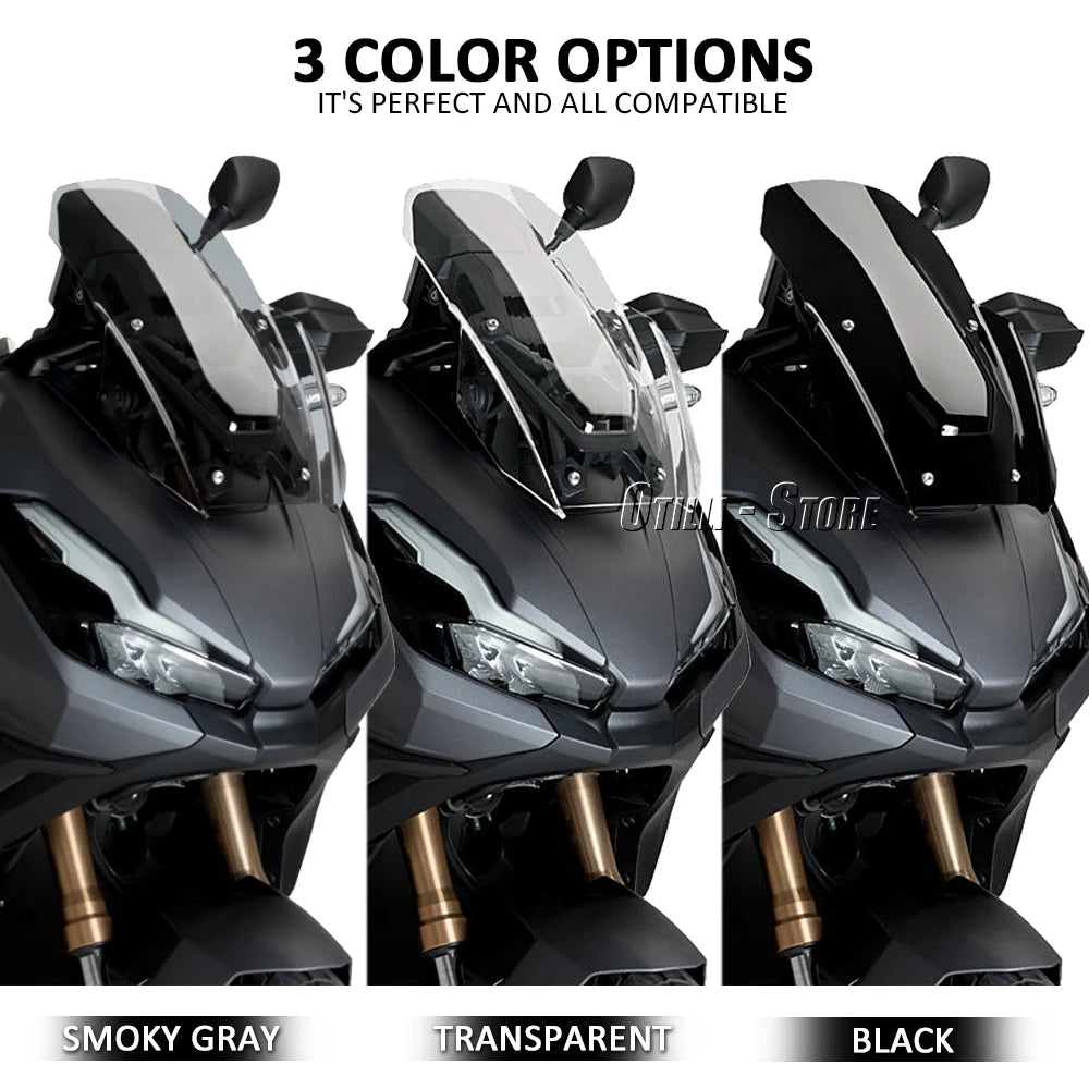 New Motorcycle Accessories Windshield Acrylic Front Windshield Shroud for Honda ADV350 ADV 350 2022 2023 2024 – Otilli High-Quality Acrylic Black Transparent Smoky Gray