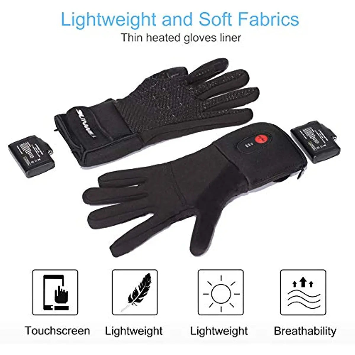 Rechargeable Electric Heated Glove Liners for Men Women Battery Heating Ski Snowboarding Hiking Cycling Thin Gloves Hand Warmer