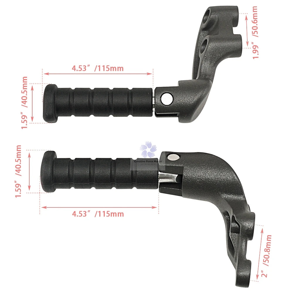 Indian Scout Rear Passenger Foot Pegs + Mount – Scout / Scout Bobber / Scout Sixty / Scout Rogue – 2015–2024 – Foldable Titanium Alloy – Metallic Black or Titanium Gray – $84–$85