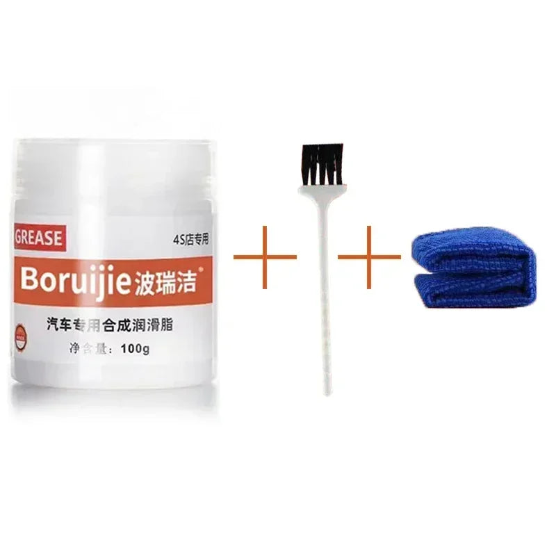 100g White Multipurpose Grease Lubricant – Car Door Hinge Sunroof Track Seat Rail Trunk Lock – Anti-Noise Anti-Rust Anti-Wear – Grease / Grease+Brush / Grease+Brush+Towel – $15