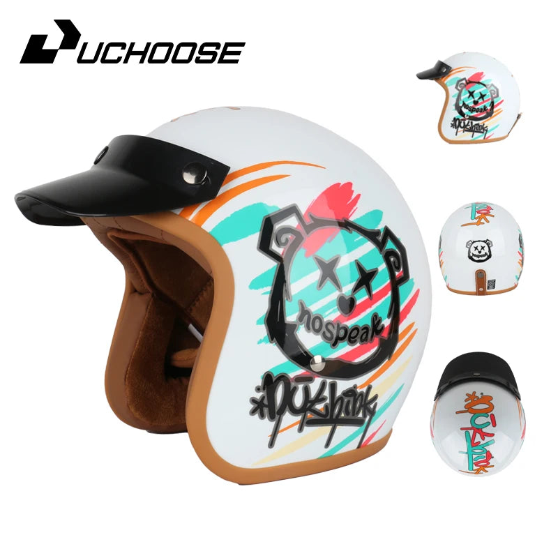 Open Face Helmets – DOT Certified Retro Motorcycle Helmet, Cafe Racer & Street Riding for Men