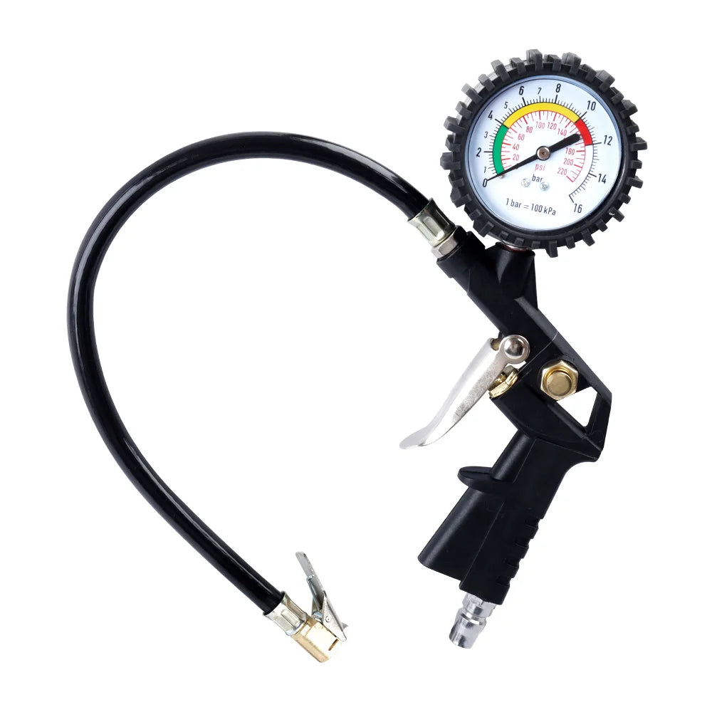0–16 Bar Tire Pressure Gauge – High-Precision Dial Tire Inflator for Car, SUV, Motorcycle & Bicycle