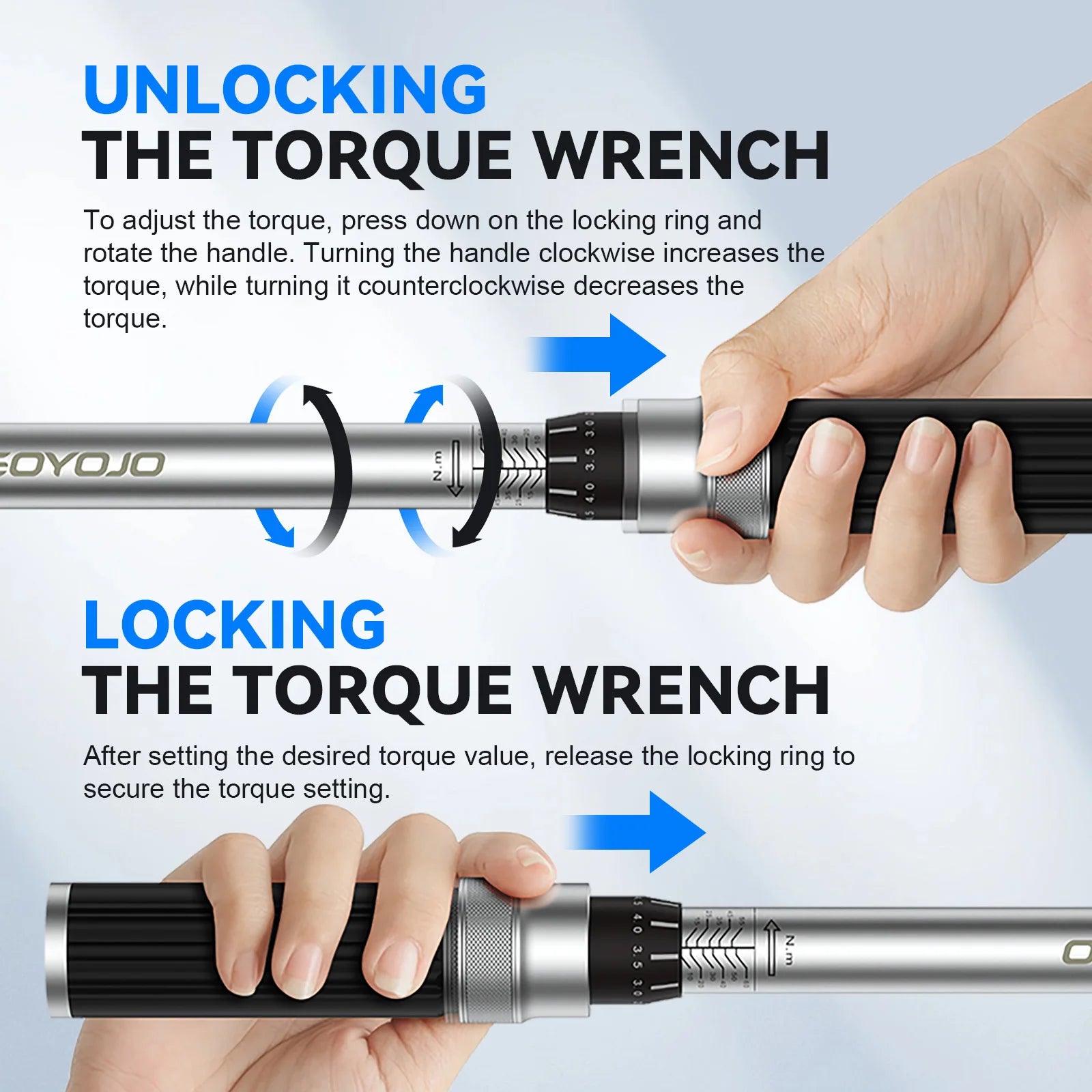 GOYOJO 3/8” Click Torque Wrench – 5–60 Nm / 3.69–44.27 ft-lb – Dual-Scale – 72-Tooth – US Stock – Storage Box – $39