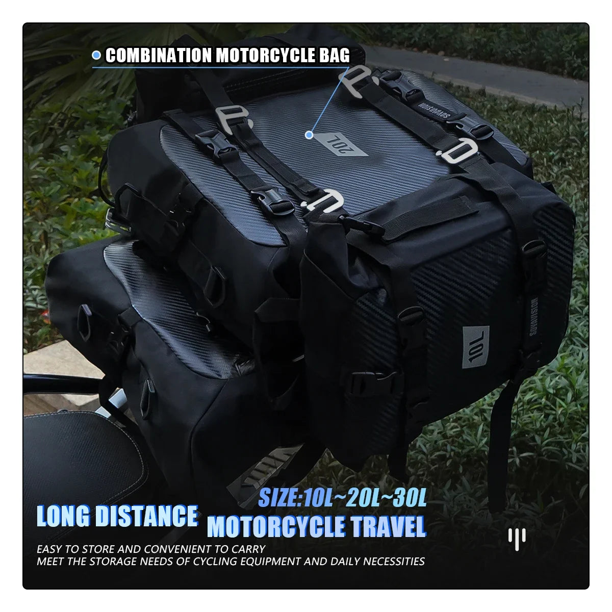 Motorcycle Backpack – Waterproof 8L–30L Cycling & Travel Bag
