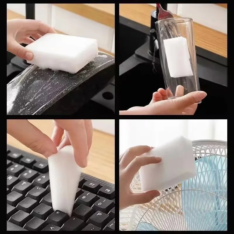 High Density Nano Melamine Magic Eraser Sponge – 5 to 100 Pcs – Motorcycle & Car Cleaning Care Tool – 10×6×2cm / 10×7×3cm – $14