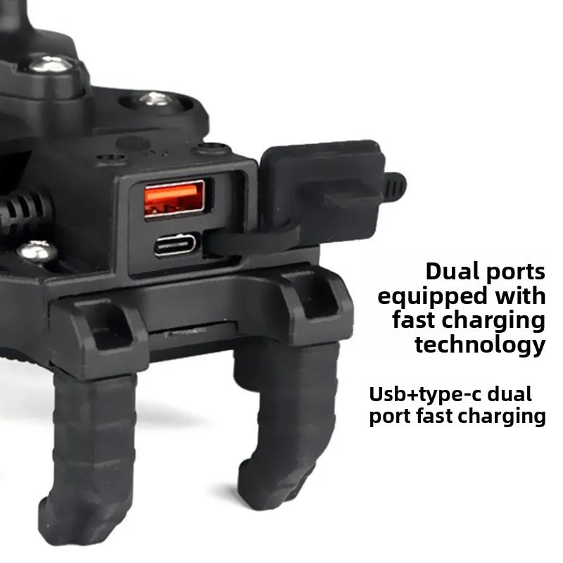 New Motorcycle Phone Holder, 15W Fast Wireless Charging, Shockproof Navigation Bracket with Anti-Theft Lock, Universal