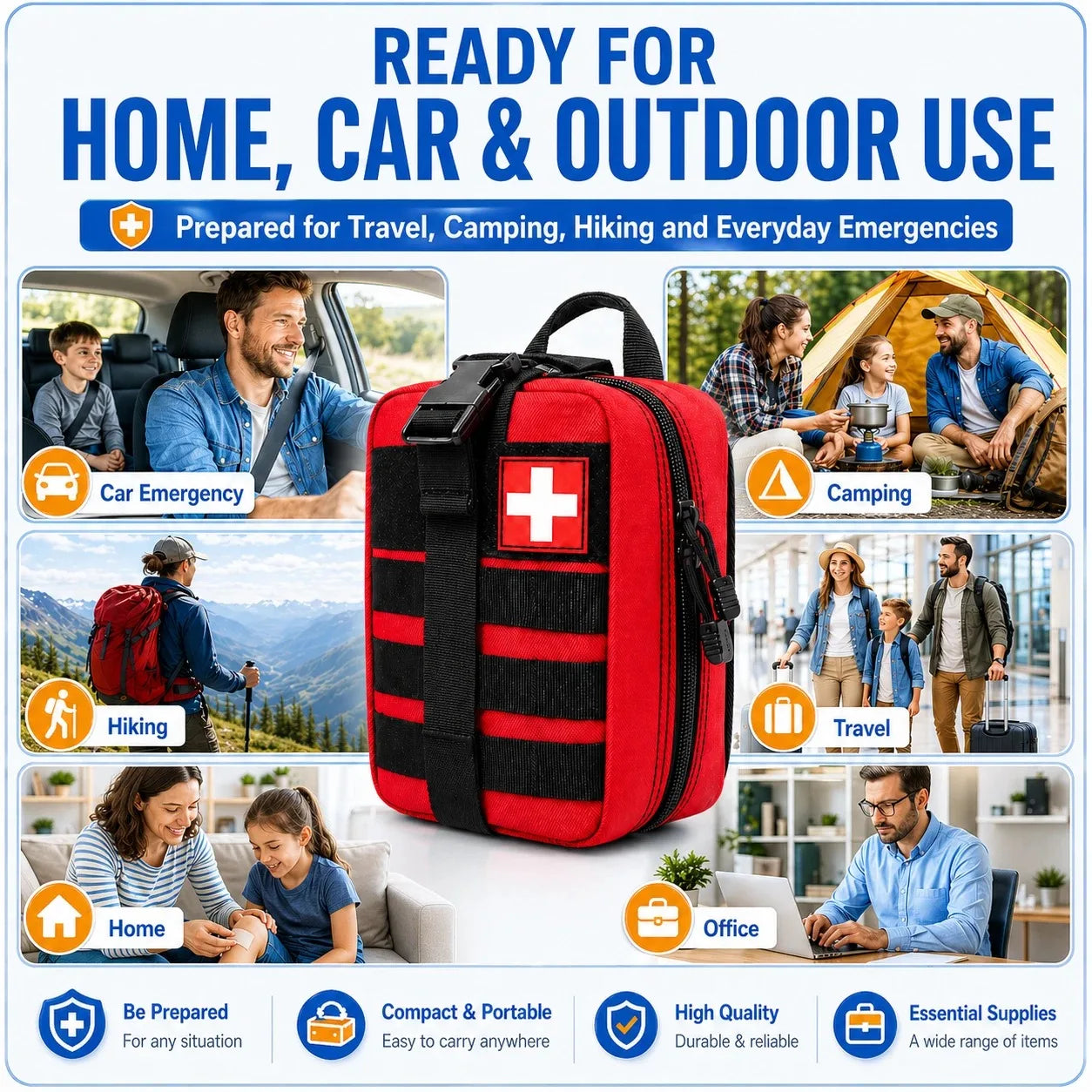 379-Piece IFAK Trauma First Aid Kit with MOLLE Pouch Emergency Survival Kit for Motorcycle Camping Hiking Car Travel Home Sports