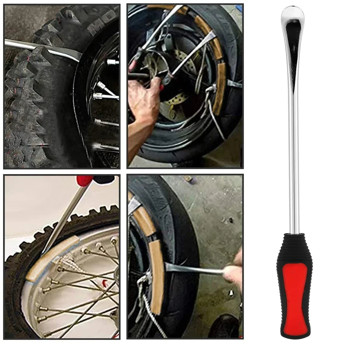Motorcycle Tire Spoon Lever Kit with Rim Protectors – 30cm Manganese Steel – Car Bike ATV Tire Changing Tools – 5 / 6 / 12pcs – $18–23