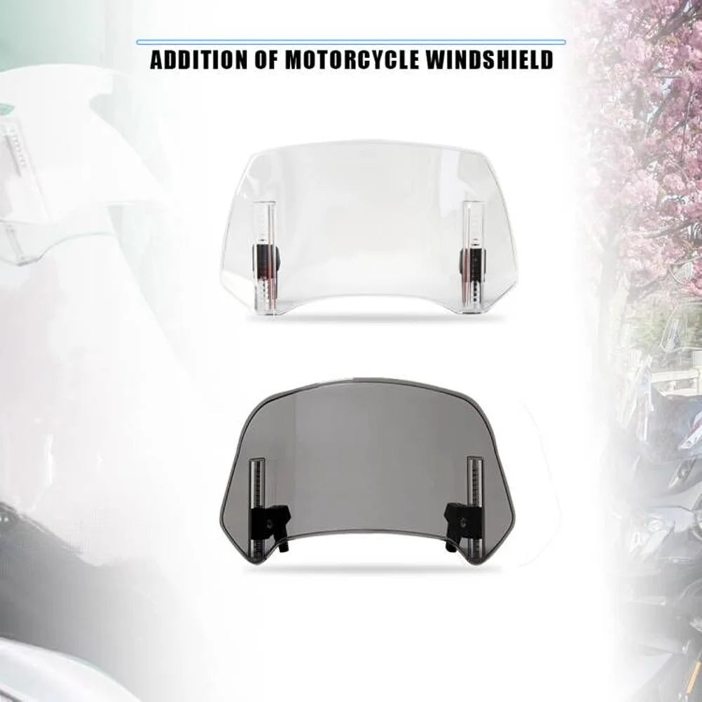 Universal Motorcycle Windshield Extension Adjustable Spoiler Clamp-On Windscreen Deflector Suitable for All Motorcycle Parts – SOYAVISION ABS 280mm 300mm 360mm Grey Clear No Drill