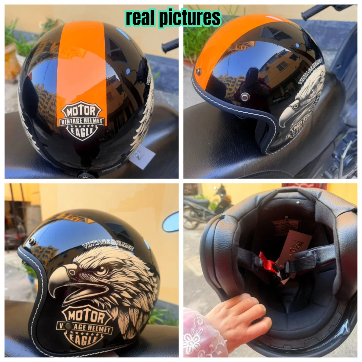 Open Face Helmets – Vintage 3/4 Motorcycle Helmet, Retro Half Face Design with Removable Lining