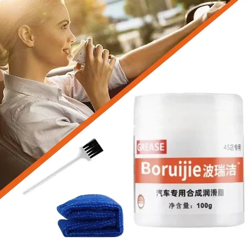 White Multipurpose Grease Lubricant 100g – Car Door Hinge Sunroof Track Seat Rail Trunk Lock – Anti-Noise Anti-Rust Anti-Wear – Grease / Grease+Brush / Grease+Brush+Towel – $14