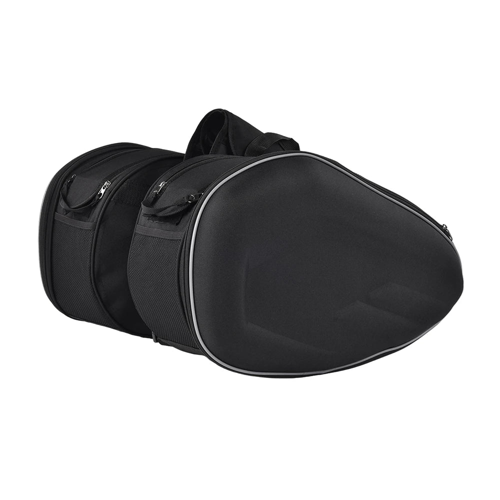 oezrefit 2PCS Universal Fit Motorcycle Pannier Bags Luggage Saddle Bags Side Storage Fork Travel Pouch Box Motorcycle Side Helmet Riding Waterproof 36L-58L with Rain Cover – Black