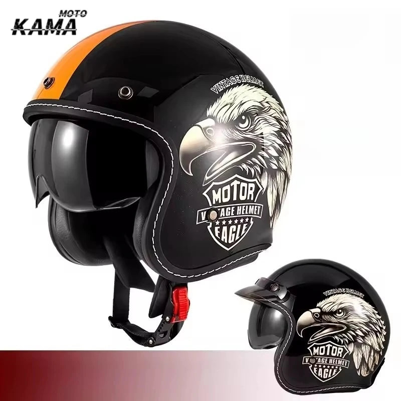 Open Face Helmets – Vintage 3/4 Motorcycle Helmet, Retro Half Face Design with Removable Lining