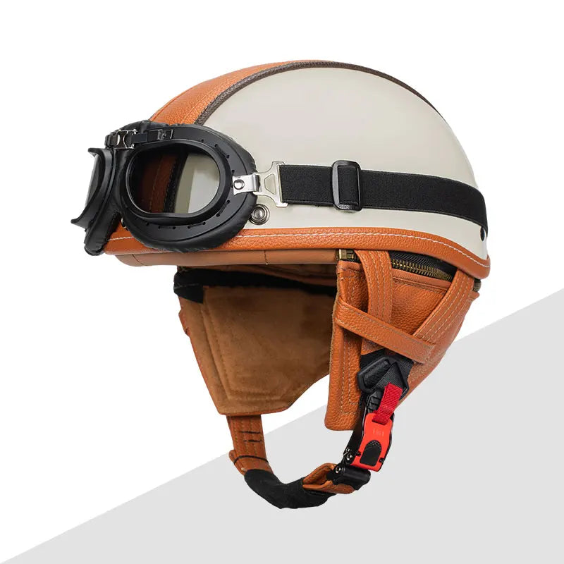 Half Helmets – KEAZ Vintage Retro German-Style Motorcycle Helmet, DOT Certified Unisex Design