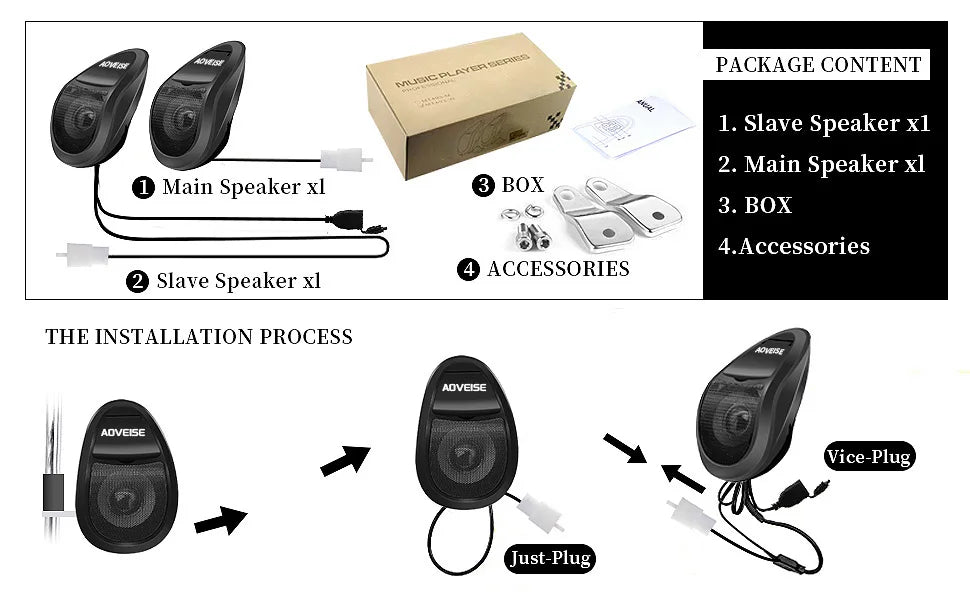 Motorcycle Speakers – Waterproof Bluetooth MP3 & FM Radio