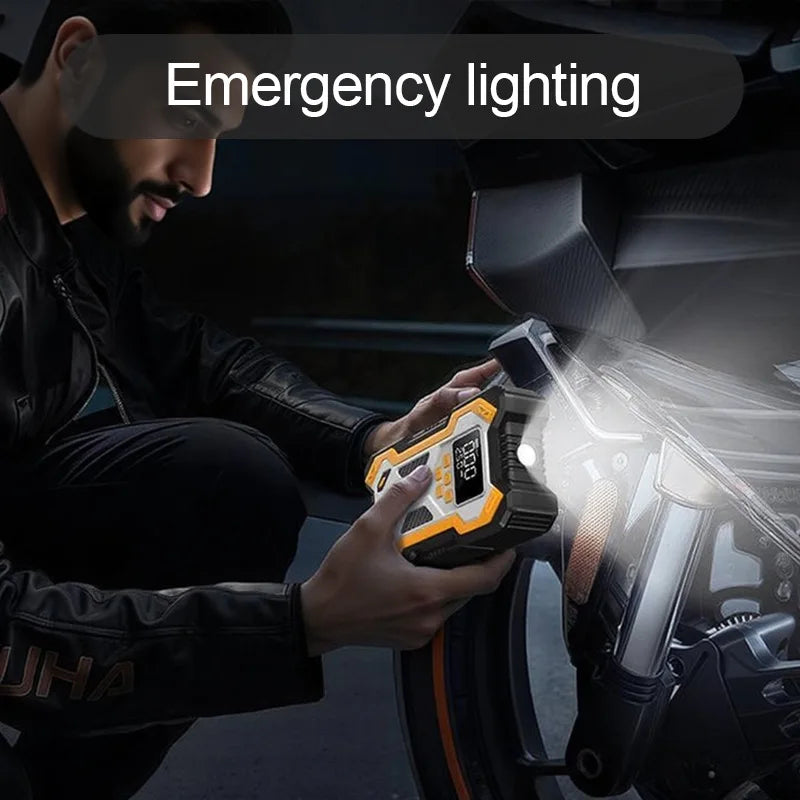 Motorcycle Jump Starter with Air Compressors LCD Screen 30000mAh Portable Booster Charger 7000A Powerful Motorcycle Battery Starting Device