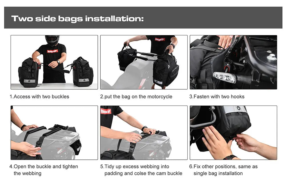 Rhinowalk Motorcycle Side Saddle Bag 20L Universal with Removable 100% Waterproof Inner Bag Motorbike Travel Luggage Accessories – Black / Olive (1PC)