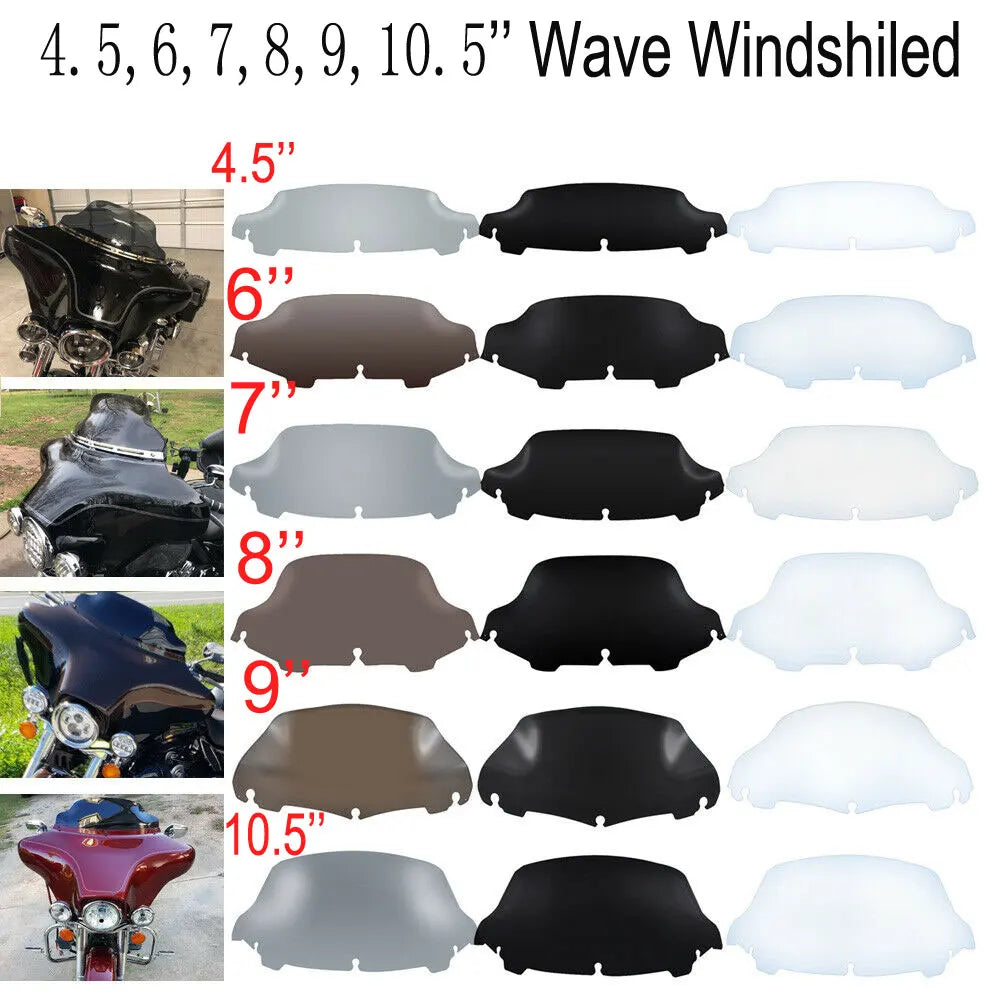 4.5-10.5" Motorcycle Windshield Fairing Windscreen for Harley Touring Electra Street Glide Ultra Limited 96-2022 Wind Deflector – TrichTu Mount ABS Black Clear Smoke 4.5in 6in 7in 8in 9in 10.5in
