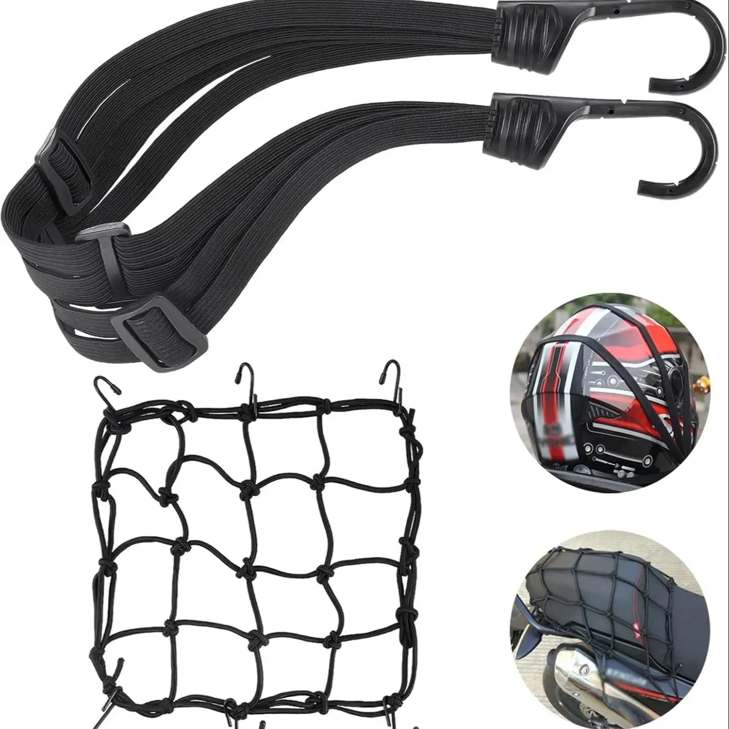 Cargo Net – Motorcycle Helmet Net with Hooks