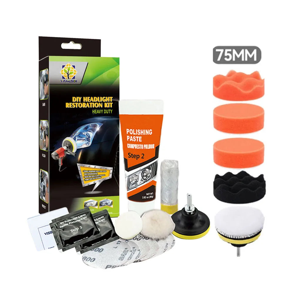 Professional Car & Motorcycle Headlight Restoration Kit – Wet Sand + Polish + UV Protect – Removes Yellowing Scratches – Car / Motorcycle / ATV – 24 Set Options – $40