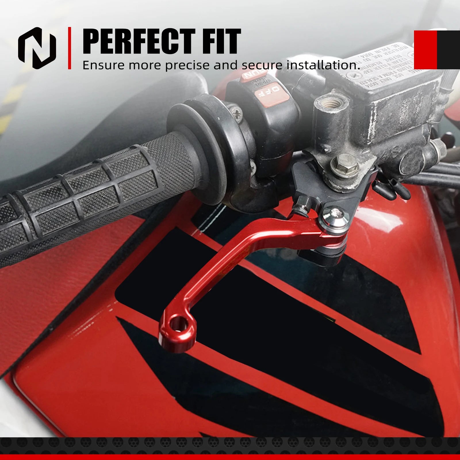 Honda CRF150F / CRF230F 2003–2017 / CRF250F 2019–2021 NICECNC Pivot Brake & Clutch Lever Set – CNC Billet Aluminum – Black / Red – $30