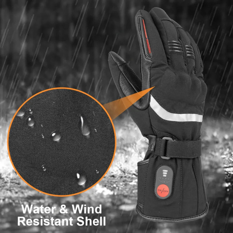 DW Heated Gloves Motorcycle Winter Heated Gloves Warm Waterproof Rechargeable Heating Thermal Gloves Snowmobile Battery Charger