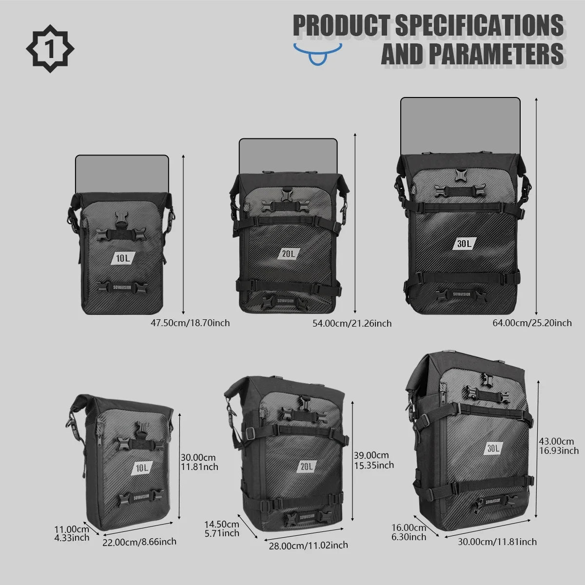 Motorcycle Backpack – Waterproof 8L–30L Cycling & Travel Bag
