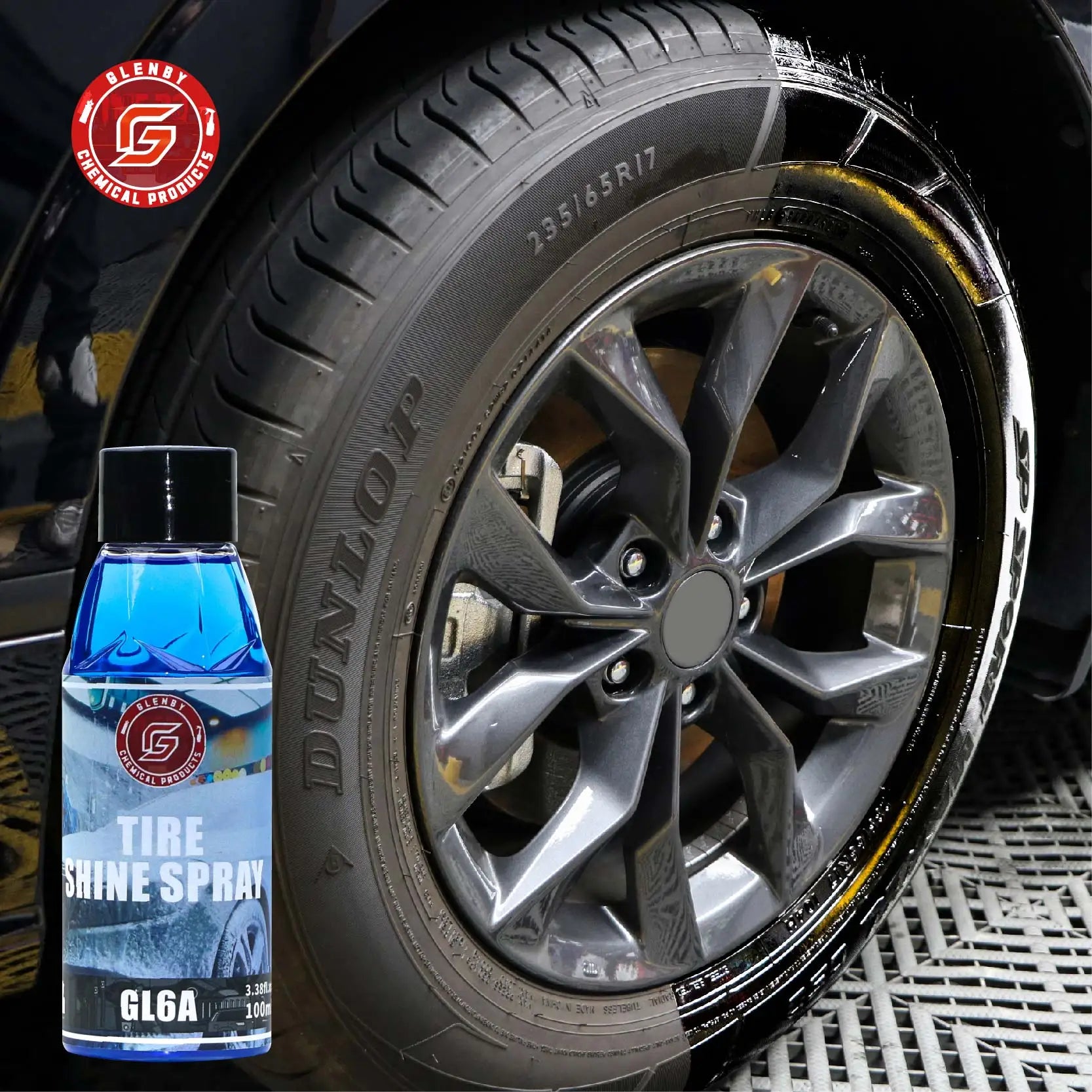 Glenby GL6A Tire Shine Spray – Wet Black Glossy Finish with One Quick Spray – 100ml / 200ml / 300ml / 500ml – $12–40