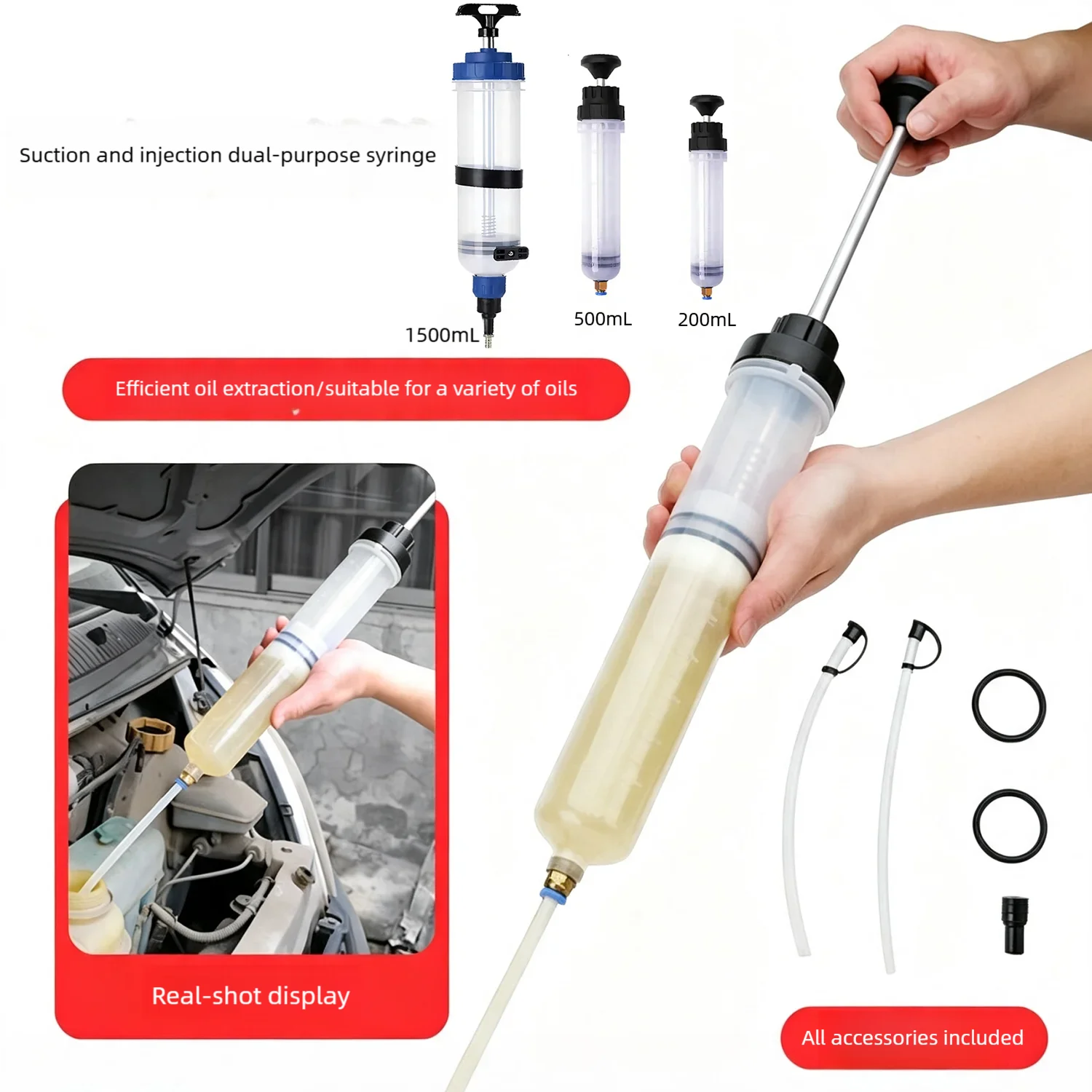Manual Vacuum Oil Extractor Syringe with - 1500mL