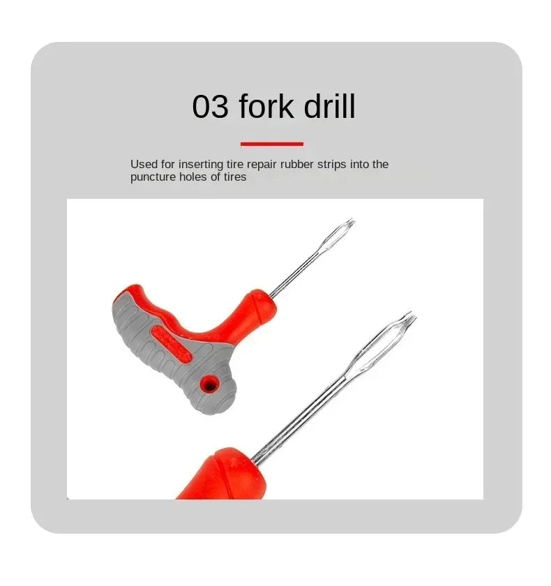 Tubeless Tire Repair Tool Kit with Rubber Strips – Set 1 / 2 / 3 / 4 – Motorcycle Car Truck – $20