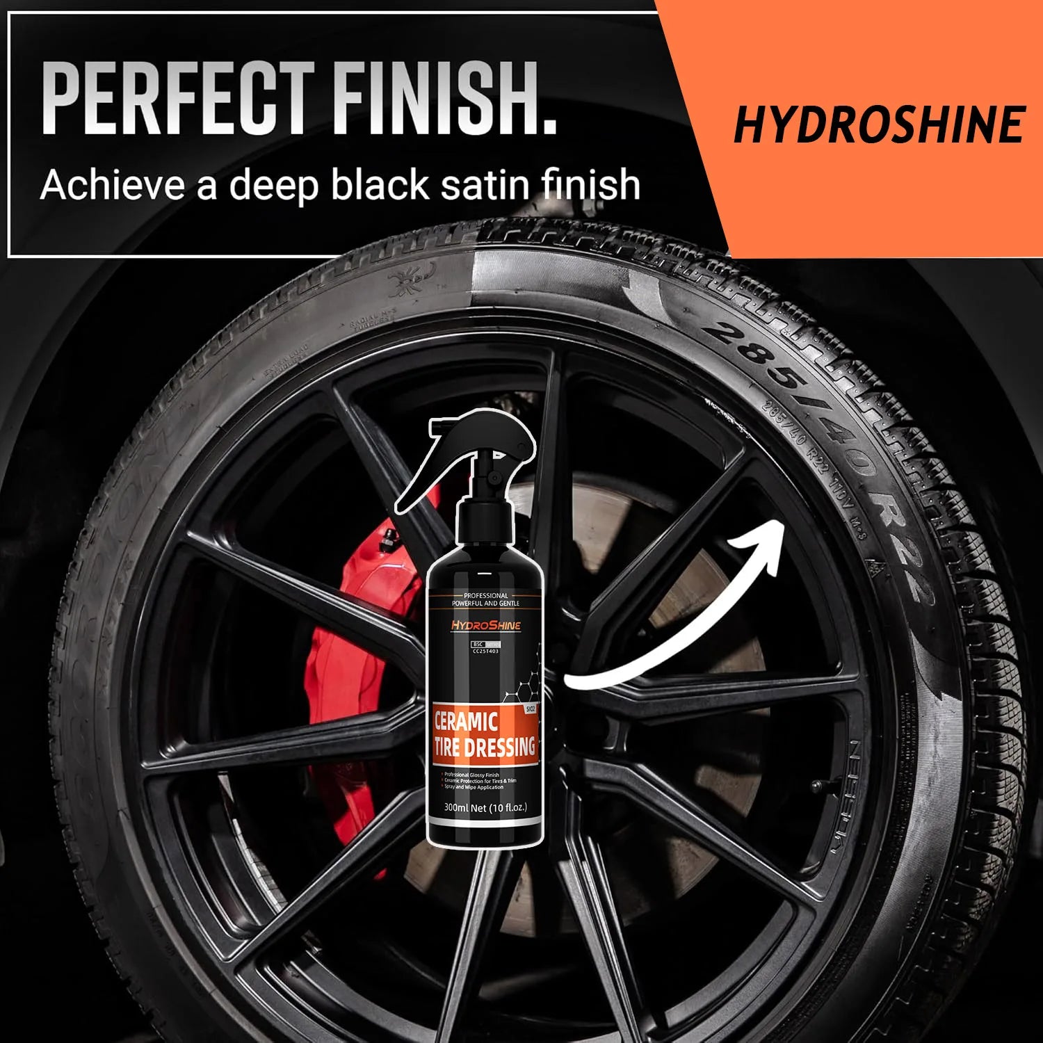 Hydroshine Ceramic Tire Dressing – Black Wet Look Tire Shine Deep Glossy Finish UV Protection Long-Lasting – 50ml / 100ml / 300ml – $14–35