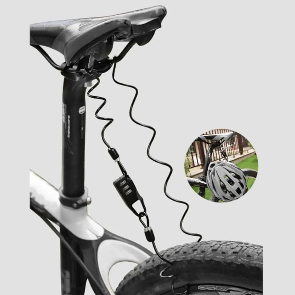 DOMEN Bicycle Anti-Theft Lock Motorcycle Portable Three-Digit Password Helmet Lock Bike Wire Rope Helmet Lock Bike Accessories