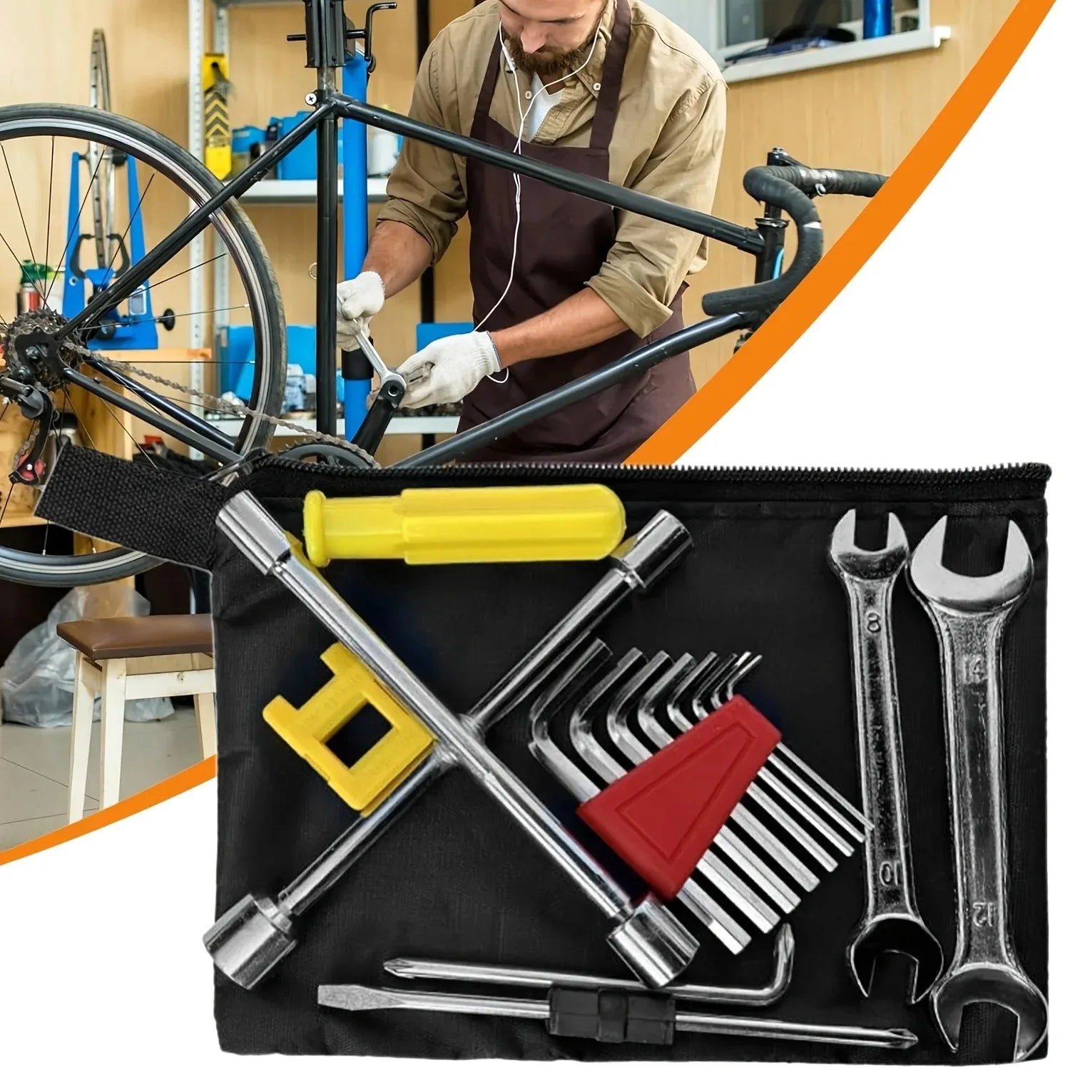 NIUXIANG 8-Piece Socket Wrench, Screwdriver & Hex Tool Kit – Bicycle & Motorcycle Repair – Portable Tool Bag – $14