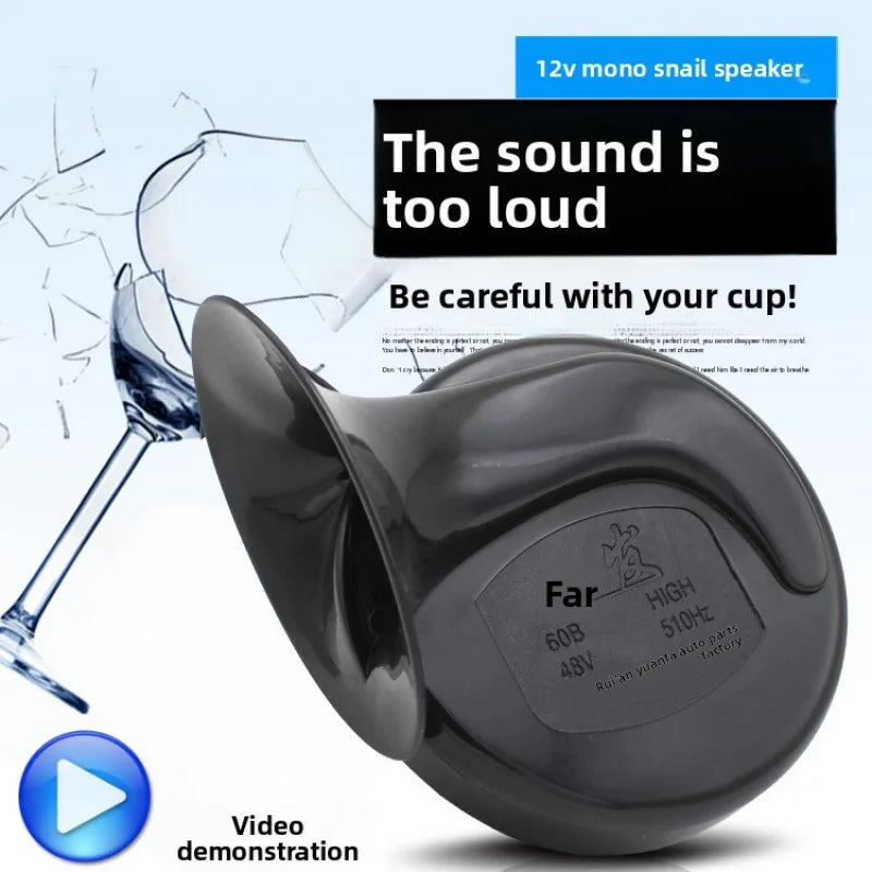 Motorcycle Horn – 12V Universal Snail-Shaped High-Pitched Waterproof Horn