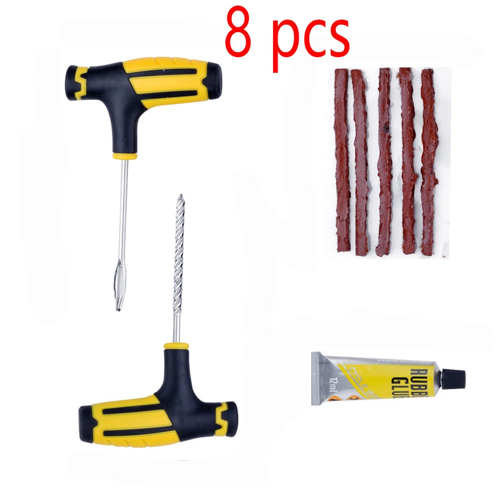 8pcs Emergency Tubeless Tire Repair Kit with Repair Strips – With or Without Storage Box – Car Motorcycle Bicycle – $15
