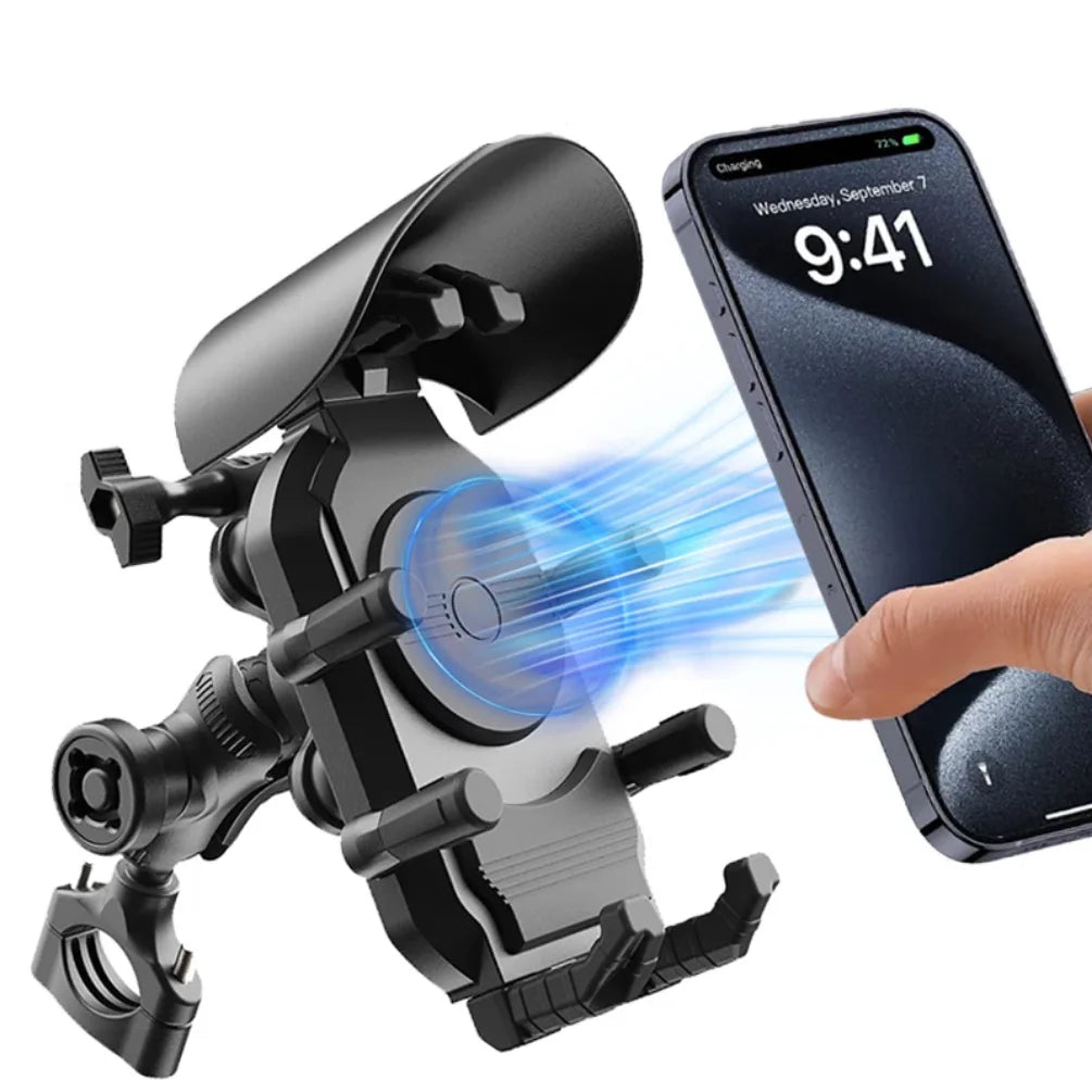 Shockproof Motorcycle Phone Holder 15W Wireless Charger & 18W USB 30W Type C Fast Charging Motorbike Bicycle Bike Scooter Stand